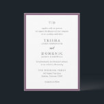 Trisha Paarse bruiloft Kaart<br><div class="desc">Moderne huwelijksuitnodigingen met een schoon ontwerp met serif- en scriptlettertypen.</div>