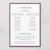 Trisha Paarse bruiloft Programmakaart (Achterkant)