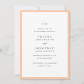 Trisha Peach moderne bruiloft Save The Date (Voorkant)