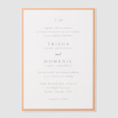 Trisha Peach moderne bruiloft Vellum Uitnodigingen (Voorkant)