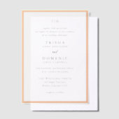 Trisha Peach moderne bruiloft Vellum Uitnodigingen (Offset)