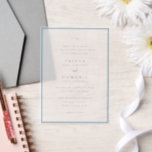 Trisha Poeder Blauw Moderne bruiloft Vellum Uitnodigingen<br><div class="desc">Moderne huwelijksuitnodigingen met een schoon ontwerp met serif- en scriptlettertypen.</div>