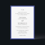 Trisha Royal Blue Modern Huwelijk Kaart<br><div class="desc">Moderne huwelijksuitnodigingen met een schoon ontwerp met serif- en scriptlettertypen.</div>