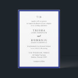 Trisha Royal Blue Modern Huwelijk Kaart<br><div class="desc">Moderne huwelijksuitnodigingen met een schoon ontwerp met serif- en scriptlettertypen.</div>