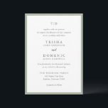 Trisha Sage Green Modern Huwelijk Kaart<br><div class="desc">Moderne huwelijksuitnodigingen met een schoon ontwerp met serif- en scriptlettertypen.</div>