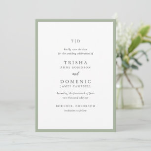 Trisha Sage Green Modern Huwelijk Save The Date