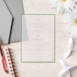 Trisha Sage Green Modern Huwelijk Vellum Uitnodigingen<br><div class="desc">Moderne huwelijksuitnodigingen met een schoon ontwerp met serif- en scriptlettertypen.</div>