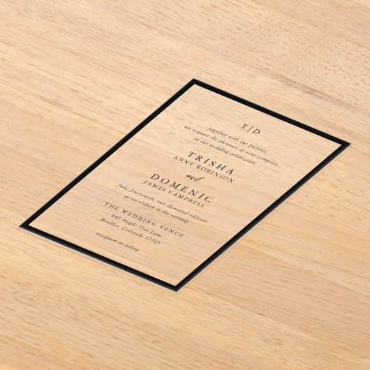 Trisha Zwart-wit Modern Huwelijk Acryl Uitnodigingen (Laagn)