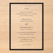 Trisha Zwart-wit Modern Huwelijk Acryl Uitnodigingen (Voorkant)