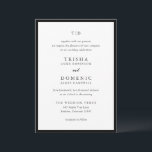 Trisha Zwart-wit Modern Huwelijk Kaart<br><div class="desc">Moderne huwelijksuitnodigingen met een schoon ontwerp met serif- en scriptlettertypen.</div>