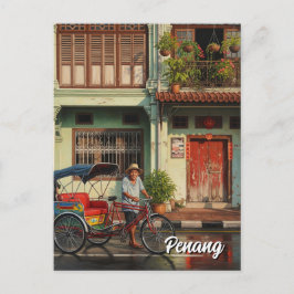 Trishaw Penang Maleisië Heritage Townhouse Reizen Briefkaart