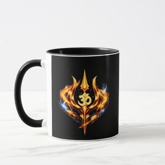 Trishul Om Power Core Spiritueel Symbool Mok (Links)