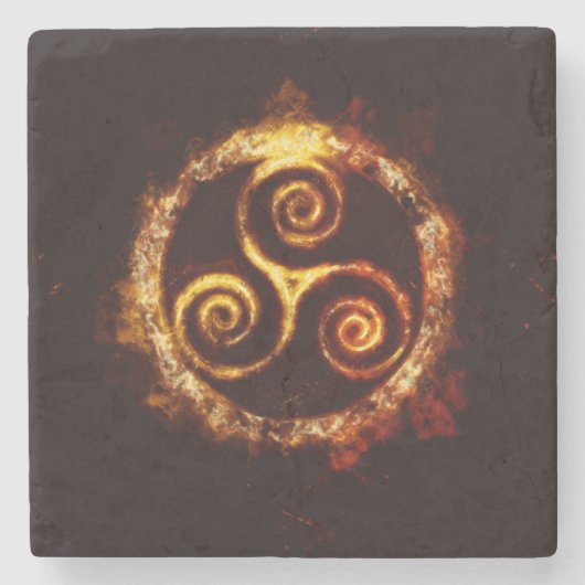 Triskel-glazen onderverven stenen onderzetter (Voorkant)