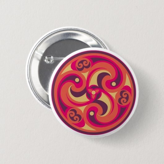 Triskelion Amulet Protection No Evil Ronde Button 5,7 Cm (Voorkant /achterkant)