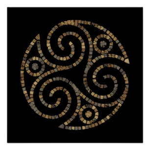 Triskelion Celtic - Triple Spiral Symbool - Mosaic Perfect Poster