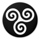 TRISKELION-DRIEPCELTISCHE SPIRAAL KERAMISCHE KNOP (Voorkant)
