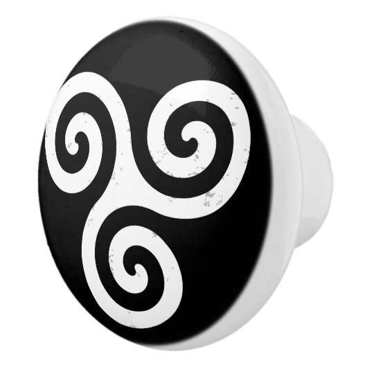 TRISKELION-DRIEPCELTISCHE SPIRAAL KERAMISCHE KNOP (Rechts)