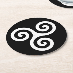 TRISKELION-DRIEPCELTISCHE SPIRAAL RONDE KARTONNEN ONDERZETTER