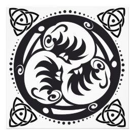 Triskelion Keltische knoop Mandala Design Zwart Foto Afdruk