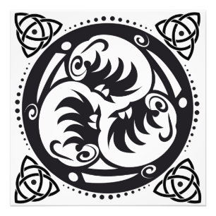 Triskelion Keltische knoop Mandala Design Zwart Foto Afdruk