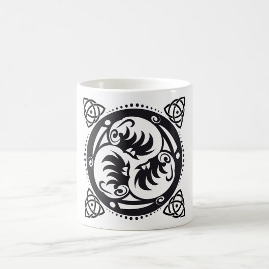 Triskelion Keltische knoop Mandala Design Zwart Koffiemok (Center)