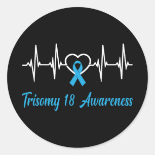 Trisomie 18 Bewustzijn Licht Blauw Lint Liefde Har Ronde Sticker