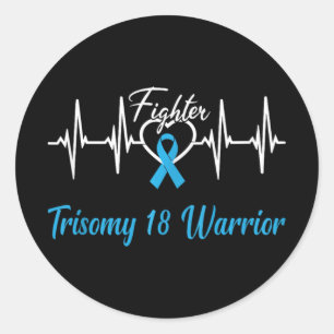 Trisomie 18 Bewustzijn Warrior Heartbeat Fight Lig Ronde Sticker