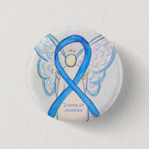 Trisomy 18 Awareness Angel Ribbon Art Pin Ronde Button 3,2 Cm