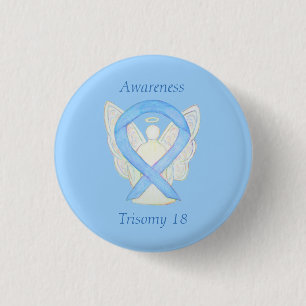 Trisomy 18 Awareness Angel Ribbon Art Pin Ronde Button 3,2 Cm