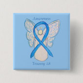 Trisomy 18 Awareness Angel Ribbon Art Pin Vierkante Button 5,1 Cm (Voorkant)