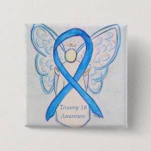 Trisomy 18 Awareness Angel Ribbon Art Pin Vierkante Button 5,1 Cm