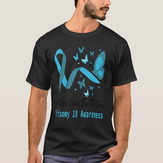 Trisomy 18 Awareness Butterfly Support Light Blue  T-shirt (Voorkant)