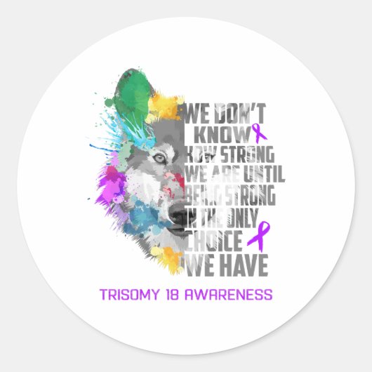 Trisomy 18 Awareness Ribbon Support Gifts Ronde Sticker (Voorkant)