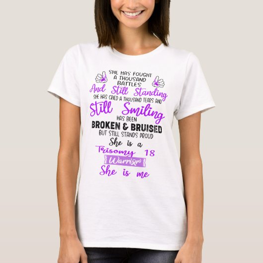Trisomy 18 Awareness Ribbon Support Gifts T-shirt (Voorkant)