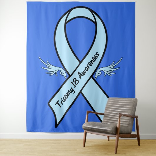 Trisomy 18 Awareness Ribbon with Wings Wandkleed (In situ)