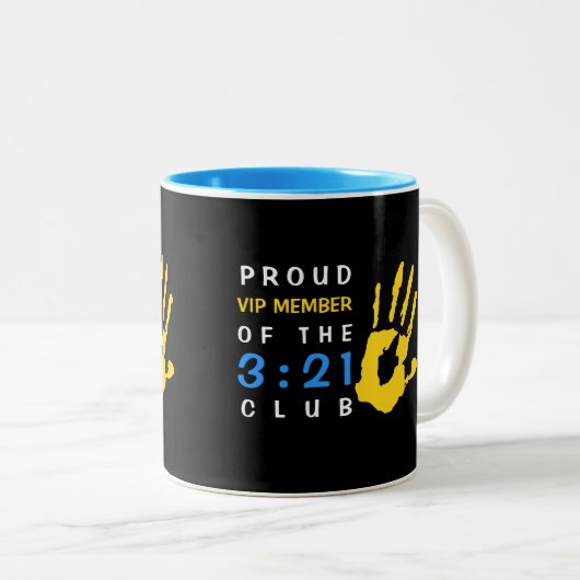 Trisomy 21 VIP-lid Club Down-syndroom bewustzijn Tweekleurige Koffiemok (Voorkant rechts)