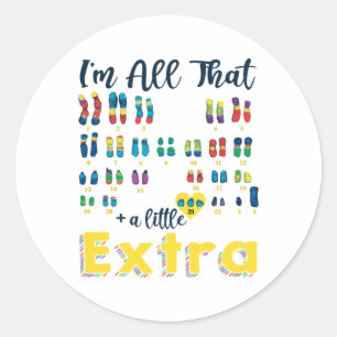Trisomy 21 XY Extra Chromosome Boy World Down Synd Ronde Sticker