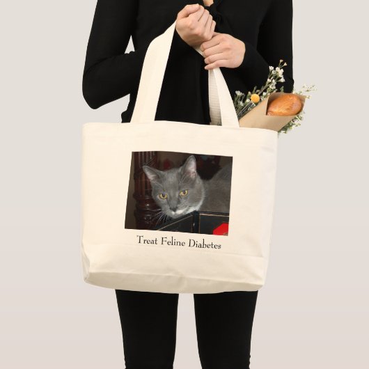 Tristan Bag, Treat Feline Diabetes Grote Tote Bag (Voorkant (product))