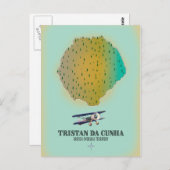 Tristan da Cunha British Overseas Territory Map Briefkaart (Voorkant / Achterkant)