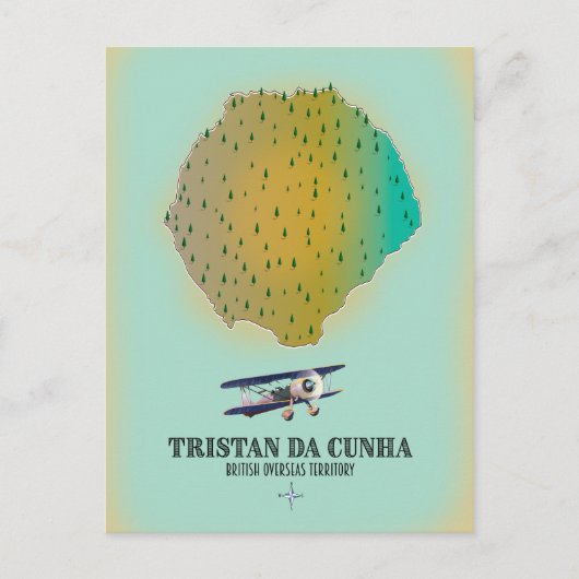 Tristan da Cunha British Overseas Territory Map Briefkaart (Voorkant)