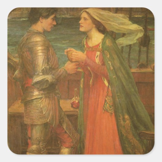 Tristan en Isolde door John William Waterhouse Vierkante Sticker (Voorkant)