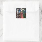 Tristan en Isolde door John William Waterhouse Vierkante Sticker (Tas)