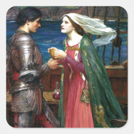 Tristan en Isolde door John William Waterhouse Vierkante Sticker