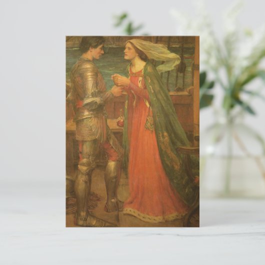 Tristan en Isolde door JW Waterhouse Bruiloft RSVP Kaartje (Staand voorkant)