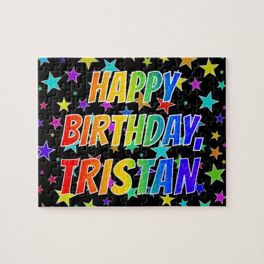 "TRISTAN" Voornaam, geun "HAPPY BIRTHDAY" Legpuzzel (Horizontaal)