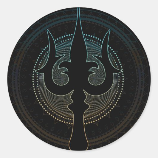 Trisula - Trident van Shiva Ronde Sticker (Voorkant)