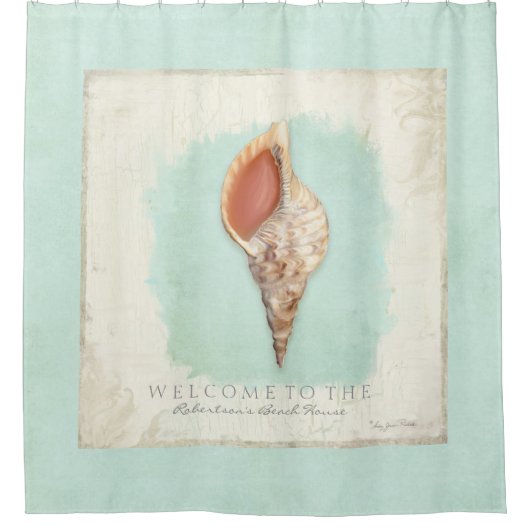 Tritons Trumpet Shell Beach Bathroom gepersonalise Douchegordijn (Voorkant)