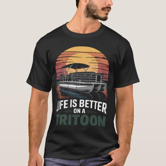 Tritoonboot Drie Pontonboot Pontonkapitein B T-shirt (Voorkant)