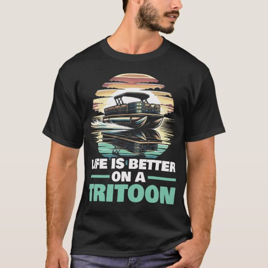 Tritoonboot Drie Pontons Boot Ponton Kapitein B T-shirt (Voorkant)