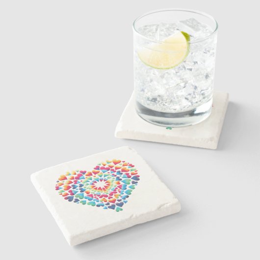 Trits Hart Tie-Dye Stenen Onderzetter (Zijkant)
